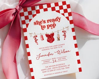 She&#39;s Ready to Pop Soda Baby Shower Invitation, Clothesline, Customizable Template, Digital Download, Fun Soda Theme Invite - BS71