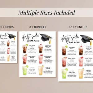Dirty Soda Recipes Graduation, Editable Drink Menu, Fun Mocktail Ideas for Graduation Party Celebrations - SD8