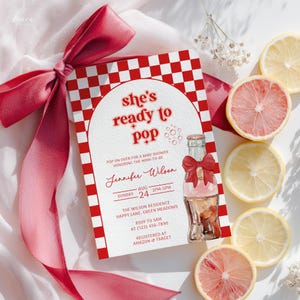 She&#39;s Ready to Pop Soda Baby Shower Invitation, Customizable Template, Digital Download, Fun Soda Theme Invite - BS34