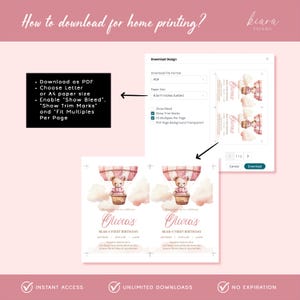 Invitación de primer cumpleaños de Beary: Osito rosa para niña - KBD43 imagen 7