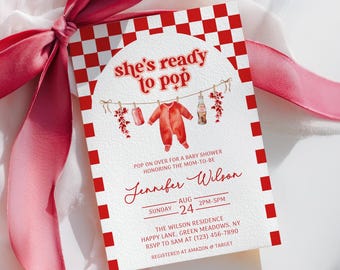 She's Ready to Pop Soda Baby Shower Invitation, Clothesline Gender Neutral, Customizable Template, Digital Download, Fun Soda Theme - BS73