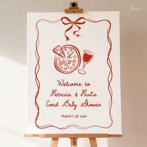 Slice Slice Baby Baby Shower Welcome Sign, Whimsical Hand Drawn, Customizable Digital Sign, Pizza Party Event - BS12