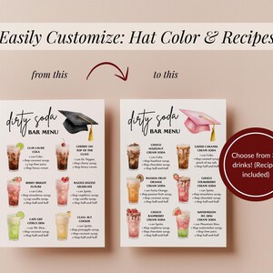 Dirty Soda Recipes Graduation, Editable Drink Menu, Fun Mocktail Ideas for Graduation Party Celebrations - SD8