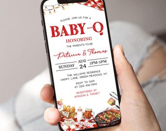 Baby Q Baby Shower Evite Invitation, Editable Digital BBQ Invitation, Backyard Sprinkle Template, Instant Download - BS3