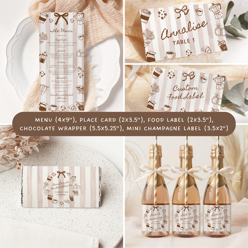Love is Brewing Coffee Bridal Shower Bundle: Editable Invitations, Games, Signs (Digital Download) - BR1A1