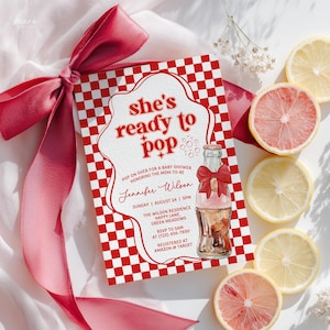 She&#39;s Ready to Pop Soda Baby Shower Invitation, Customizable Template, Digital Download, Fun Soda Theme Invite - BS33