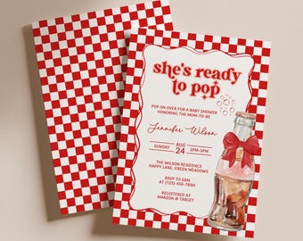 She's Ready to Pop Soda Baby Shower Invitation, Customizable Template, Digital Download, Fun Soda Theme Invite - BS32