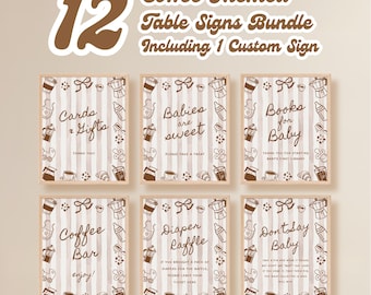 A Baby is Brewing Baby Shower Table Signs Bundle: Coffee Theme, 8x10”, Customizable Template, Digital Download - BS64b