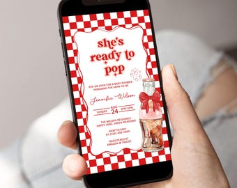 She's Ready to Pop Soda Baby Shower Evite Invitation, Customizable Template, Digital Download, Fun Soda Theme Invite - BS32