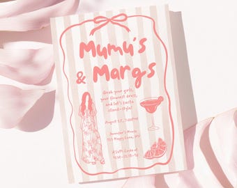 Invito alla festa di Mumu e Margarita, invito digitale modificabile per serata tra ragazze, modello Canva tropicale con download immediato - P10b