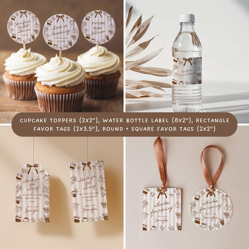 Love is Brewing Coffee Bridal Shower Bundle: Editable Invitations, Games, Signs (Digital Download) - BR1A1