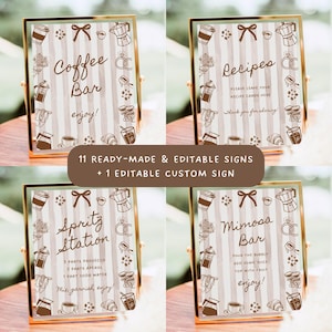 Love is Brewing Coffee Bridal Shower Bundle: Editable Invitations, Games, Signs (Digital Download) - BR1A1