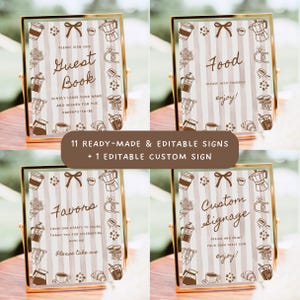 Love is Brewing Coffee Bridal Shower Bundle: Editable Invitations, Games, Signs (Digital Download) - BR1A1