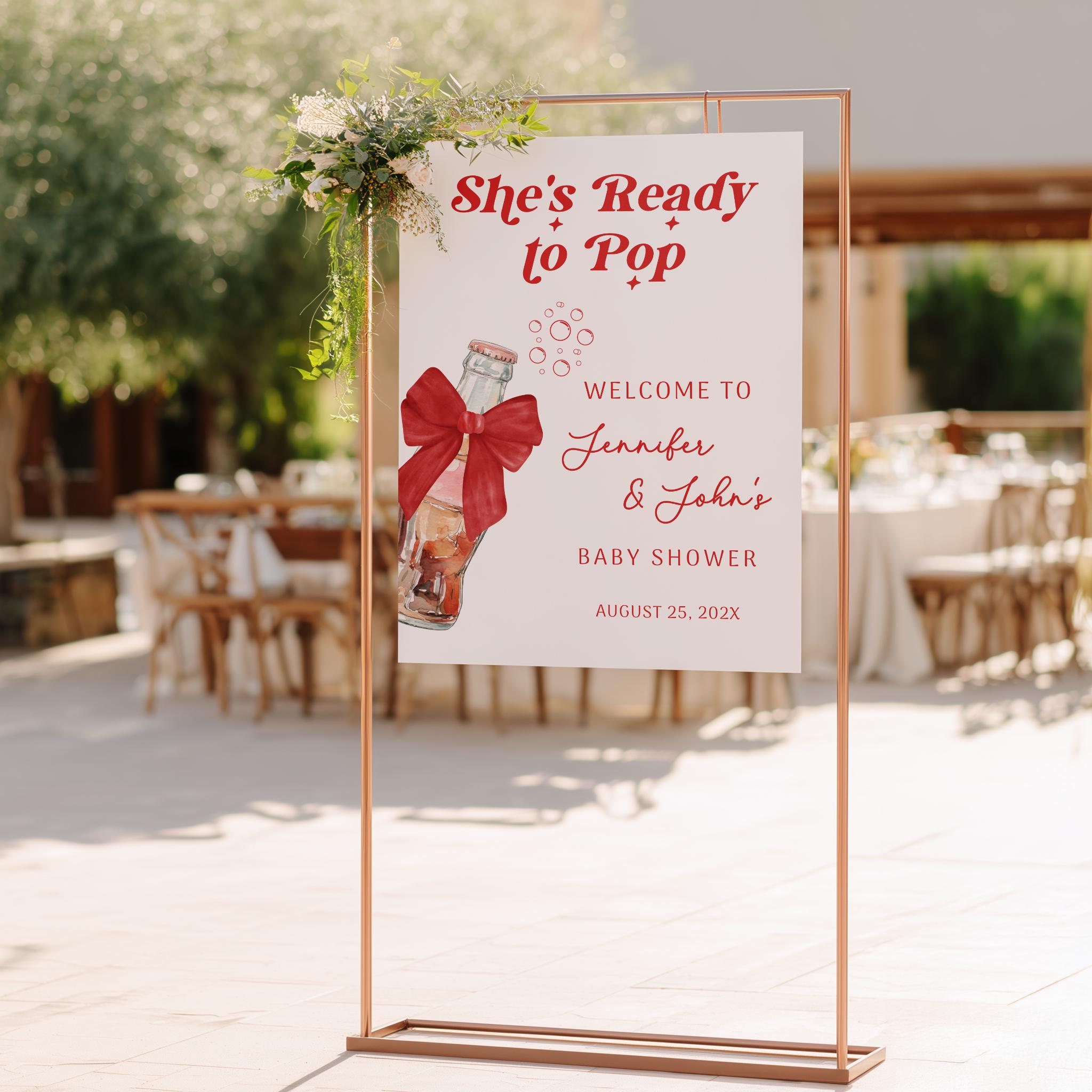She's Ready to Pop Baby Shower Welcome Sign, Girl or Boy Baby Shower ...