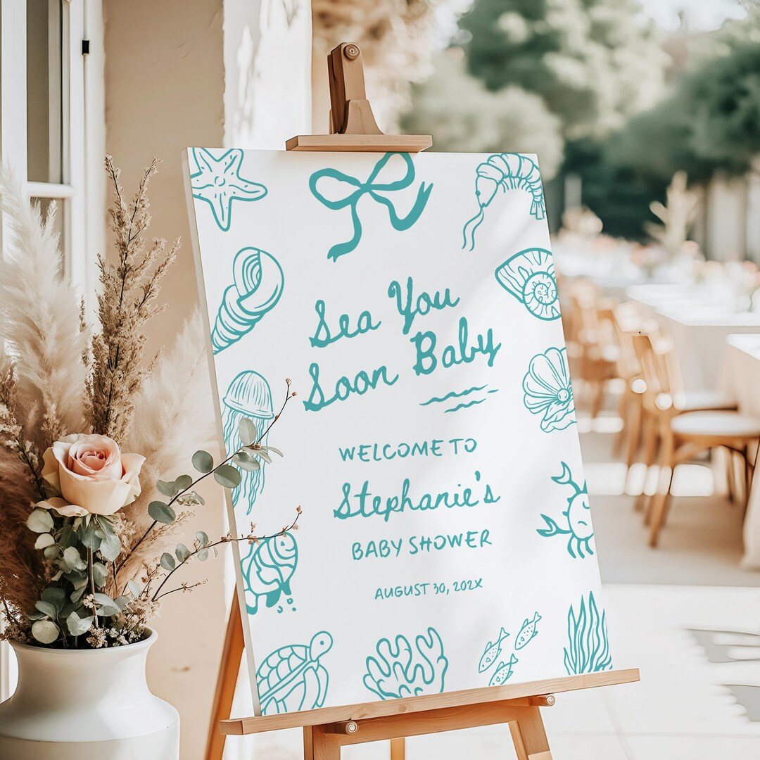 Sea You Soon Baby Shower Welcome Sign: Ocean Theme (digital Download ...