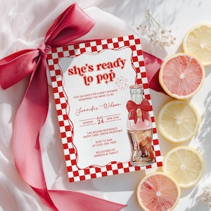 She&#39;s Ready to Pop Soda Baby Shower Invitation, Customizable Template, Digital Download, Fun Soda Theme Invite - BS32