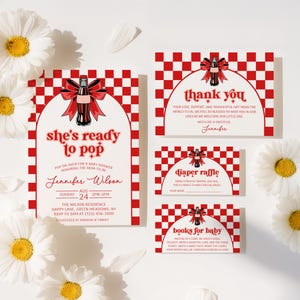 She&#39;s Ready to Pop Soda Baby Shower Invitation Set, Customizable Template, Digital Download, Fun Soda Theme Invite - BS21