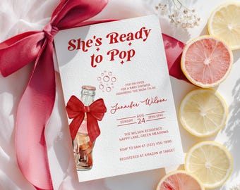 She&#39;s Ready to Pop Soda Baby Shower Invitation, Customizable Template, Digital Download, Fun Soda Theme Invite - BS35