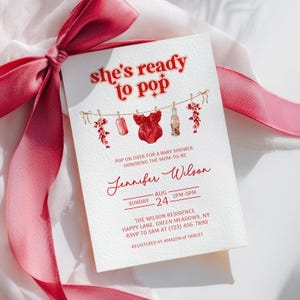 She&#39;s Ready to Pop Soda Baby Shower Invitation, Clothesline, Customizable Template, Digital Download, Fun Soda Theme Invite - BS72