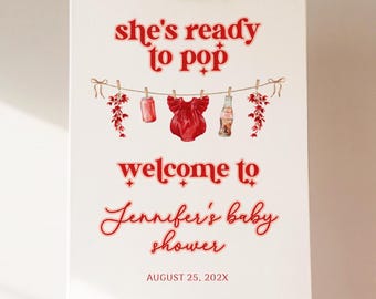 She's Ready to Pop Baby Shower Welcome Sign, Girl Baby Shower, Editable Template, Soda Pop Baby Shower Decor - BS72