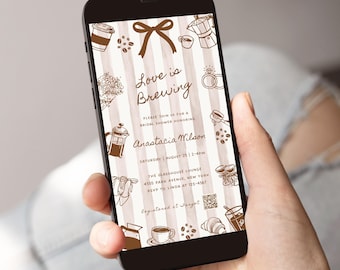 Invito per addio al nubilato "Love is Brewing": tema caffè (download digitale) - BR1A1