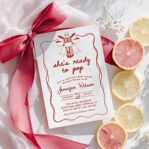 She&#39;s Ready to Pop Soda Baby Shower Invitation, Hand Drawn Whimsical Editable Template, Digital Download, Fun Soda Theme Invite - BS25
