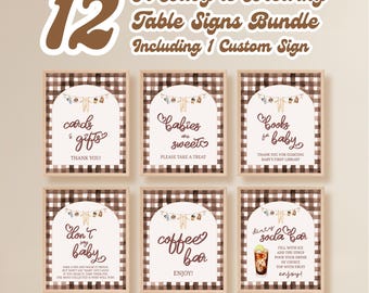 A Baby is Brewing Baby Shower Table Signs Bundle: Coffee Theme, 8x10”, Customizable Template, Digital Download - BS83