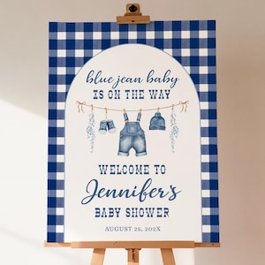Blue Jean Baby Welcome Sign, Baby Shower Welcome Sign, Denim Rustic Decor, Editable Template, Digital Download, Boy Shower - BS75