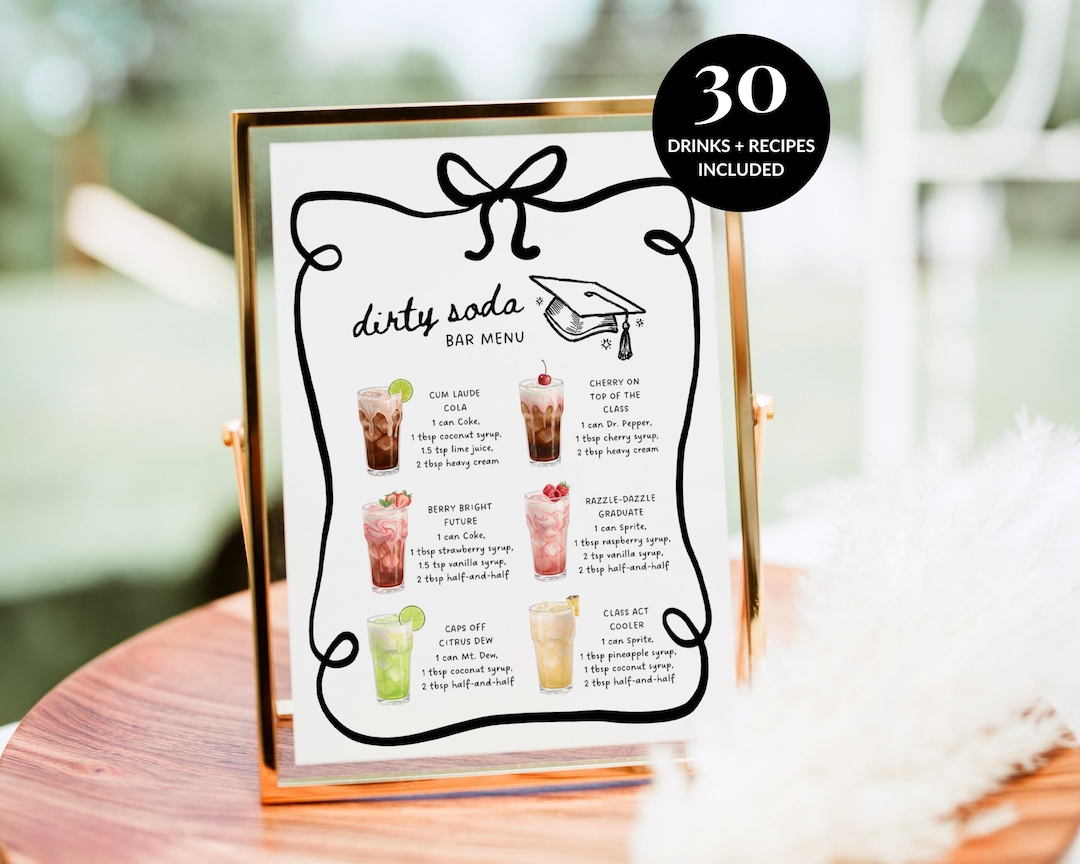 Dirty Soda Bar Recipes Graduation, Editable Drink Menu, Fun Mocktail ...