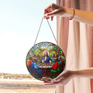 Stained Glass Last Supper Suncatcher,  Beautiful Window Art for Home Decor