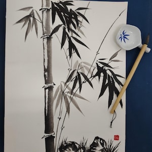 Bamboo Wall Décor – Chinese Ink & Watercolor Painting