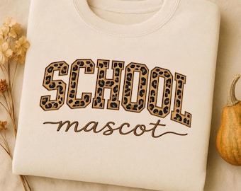 Custom Embroidered School Mascot Sweatshirt, Leopard Applique