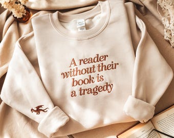 Embroidered Book Lover Sweatshirt, Dragon Rider, Fourth Wing Shirt