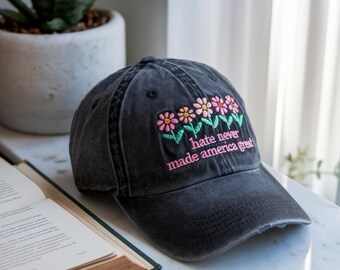Embroidered Floral Baseball Cap, Political Statement Hat