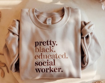 Embroidered Social Worker Crewneck, Therapist Gift