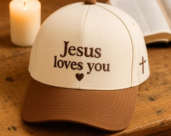 Gorra de camionero bordada "Jesús te ama", gorra con bordado de fe, atuendo con versículo bíblico, regalo religioso