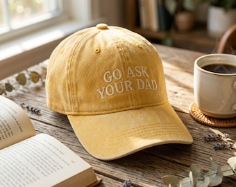Embroidered Go Ask Your Dad Washed Hat, Vintage Casual Baseball Cap, Cotton Hat