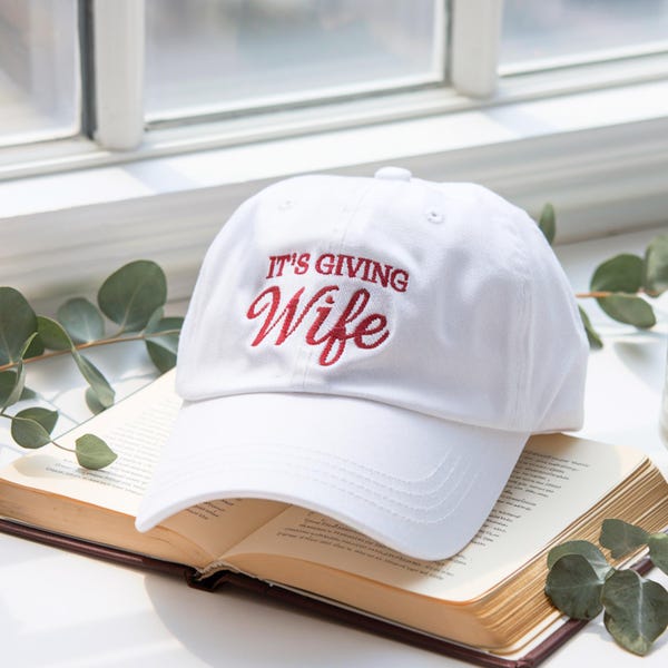 It's Giving Wife Embroidered Cotton Cap: Bridal Shower Gift