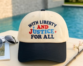 Liberty and Justice Embroidered Two-Tone Hat