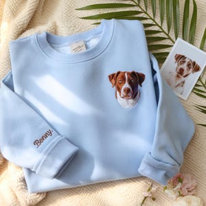 Custom Dog Embroidered Sweatshirt, Custom Pet shirt, Custom Embroidered Pet Hoodie, Personalized Pet Face and Pet name Sweatshirt
