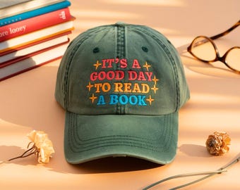 Book Lover Baseball Cap, Embroidered Reading Hat, Librarian Gift