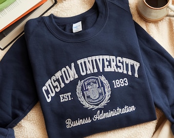 Embroidered Custom University Quarter Zip Sweatshirt, Personalized College Hoodie