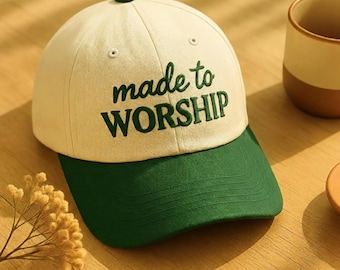 Made to Worship Embroidered Trucker Cap: Two-Tone Christian Baseball Cap