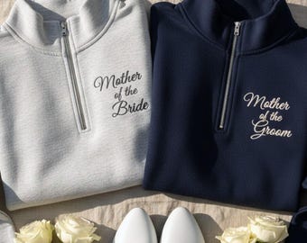 Embroidered Mother Of The Bride Quarter Zip Sweatshirt: Wedding Gift