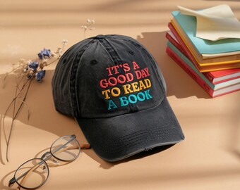 Embroidered Reading Baseball Cap: Book Lover, Librarian Gift