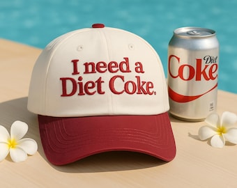 Embroidered 'I Need a Diet Coke' Two Tone Hat, Coke Lover Gift