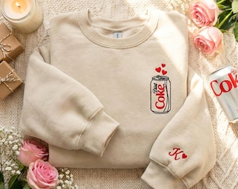 Diet Coke Embroidery Sweatshirt: Personalized Initial Option
