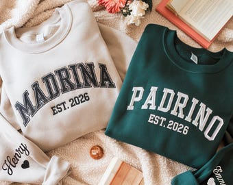 Embroidered Custom Madrina Sweatshirt - Padrino Hoodie - Personalized Godparent Proposal Gift - Godmama Sweater - Godfather Crewneck