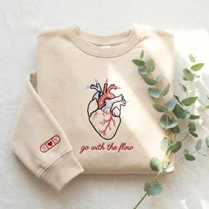 Embroidered Heart Anatomy Sweatshirt: CVICU Nurse Gift