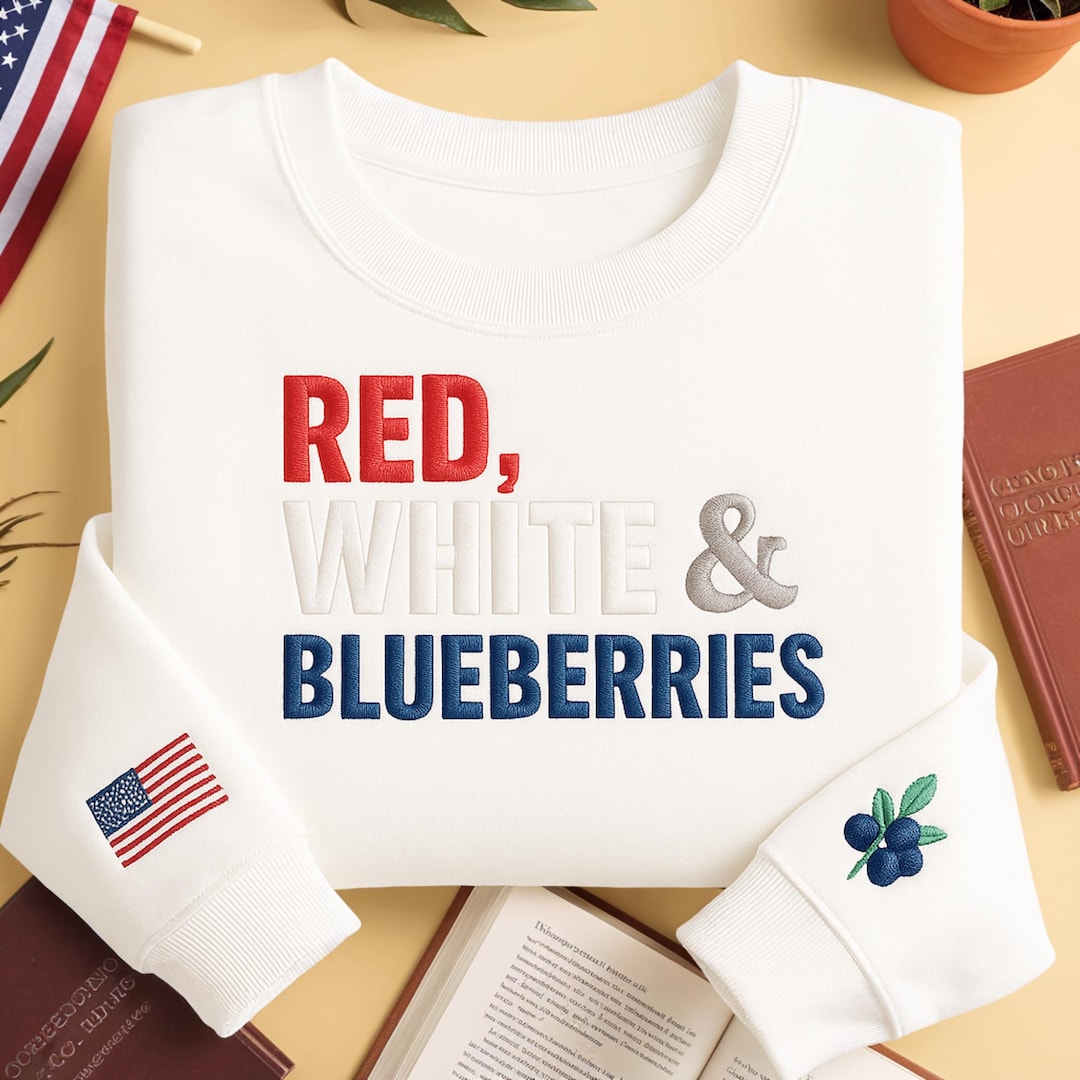 Red White & Blueberries Embroidered Sweatshirt - Embroidered Crewneck - Conservative Shirts - Political - Human Rights Shirt, Unisex Support - Etsy